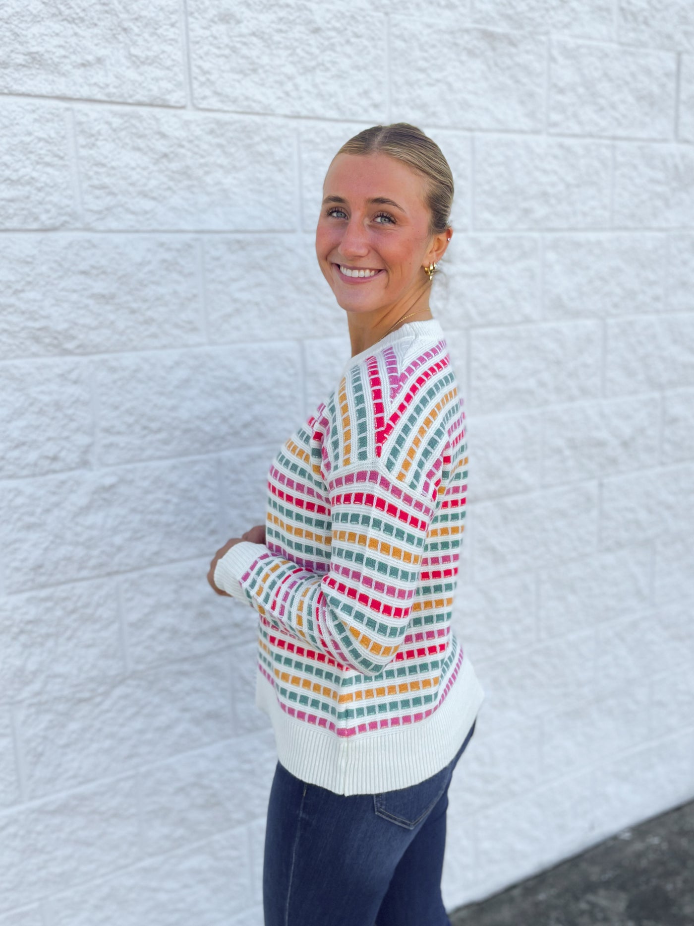 Pink Multi Color Sweater