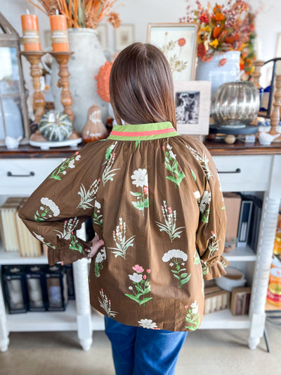 Umgee Brown Green Mix Miller Top