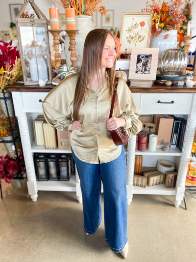 Champagne Glam Voluminous Sleeve Blouse