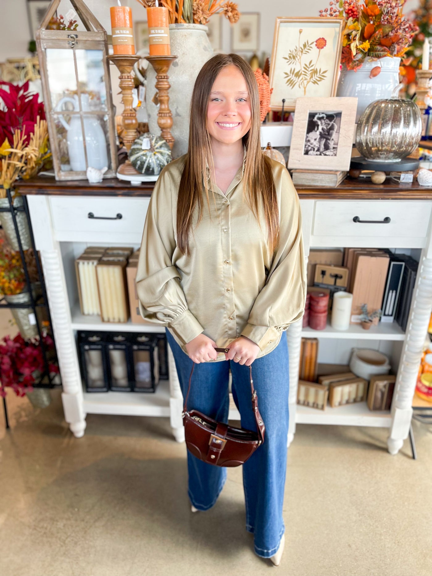 Champagne Glam Voluminous Sleeve Blouse
