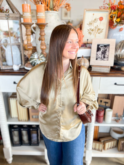 Champagne Glam Voluminous Sleeve Blouse