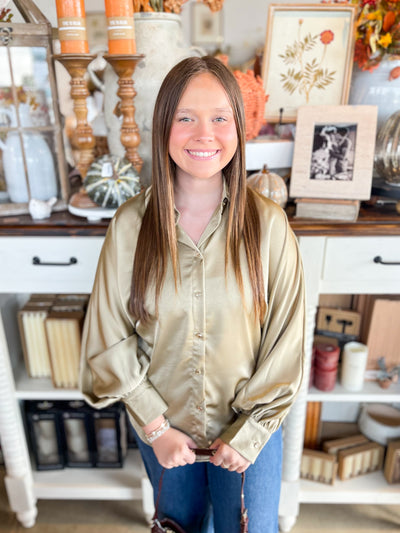 Champagne Glam Voluminous Sleeve Blouse