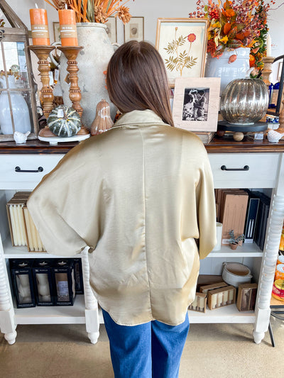 Champagne Glam Voluminous Sleeve Blouse