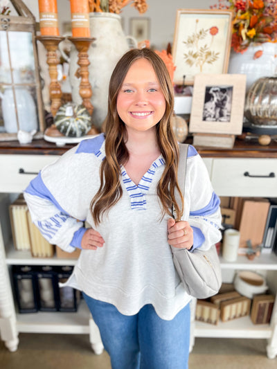 Ash Grey Blue French Terry Pullover