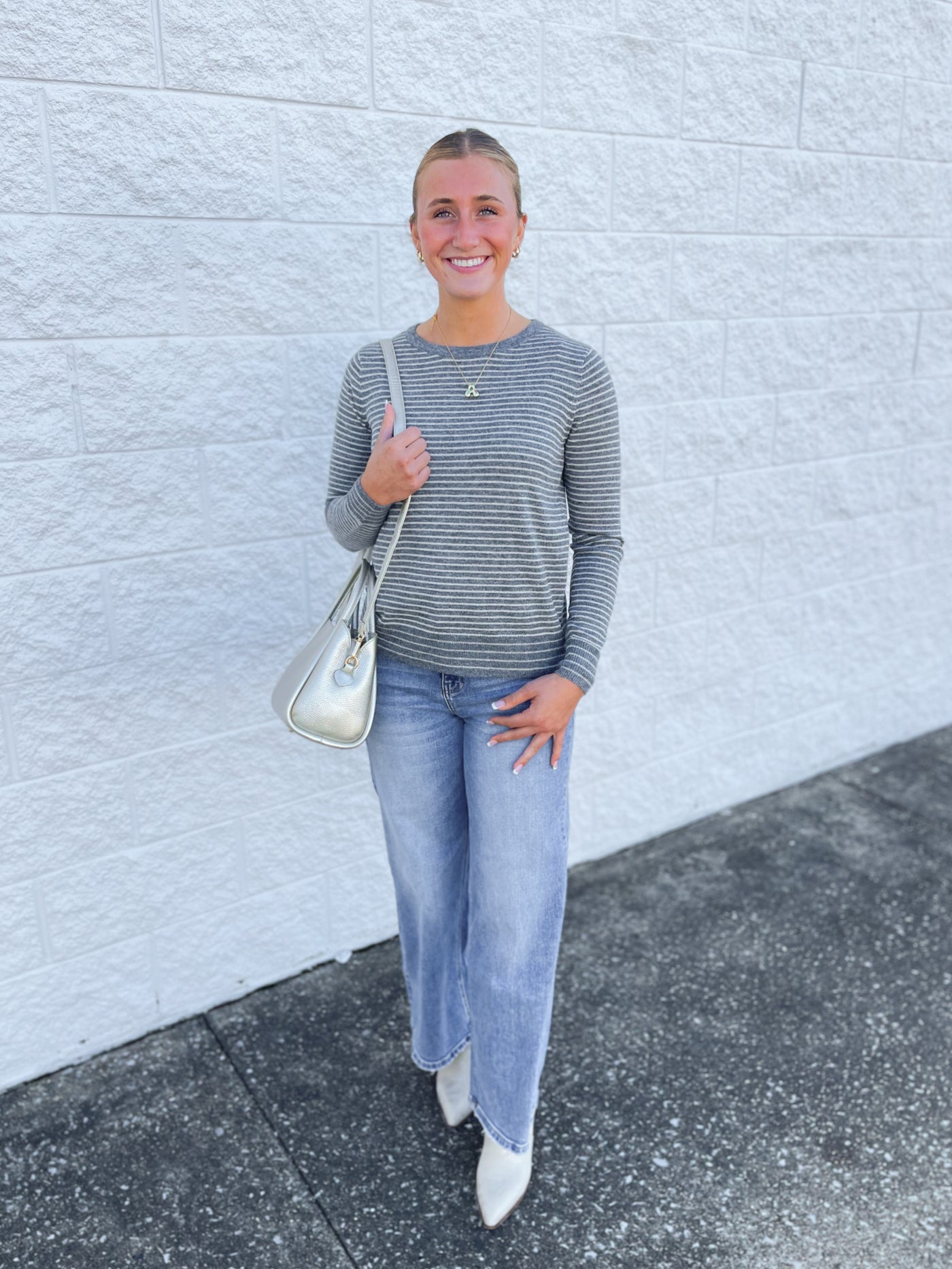 Grey Striped Julia Sweater