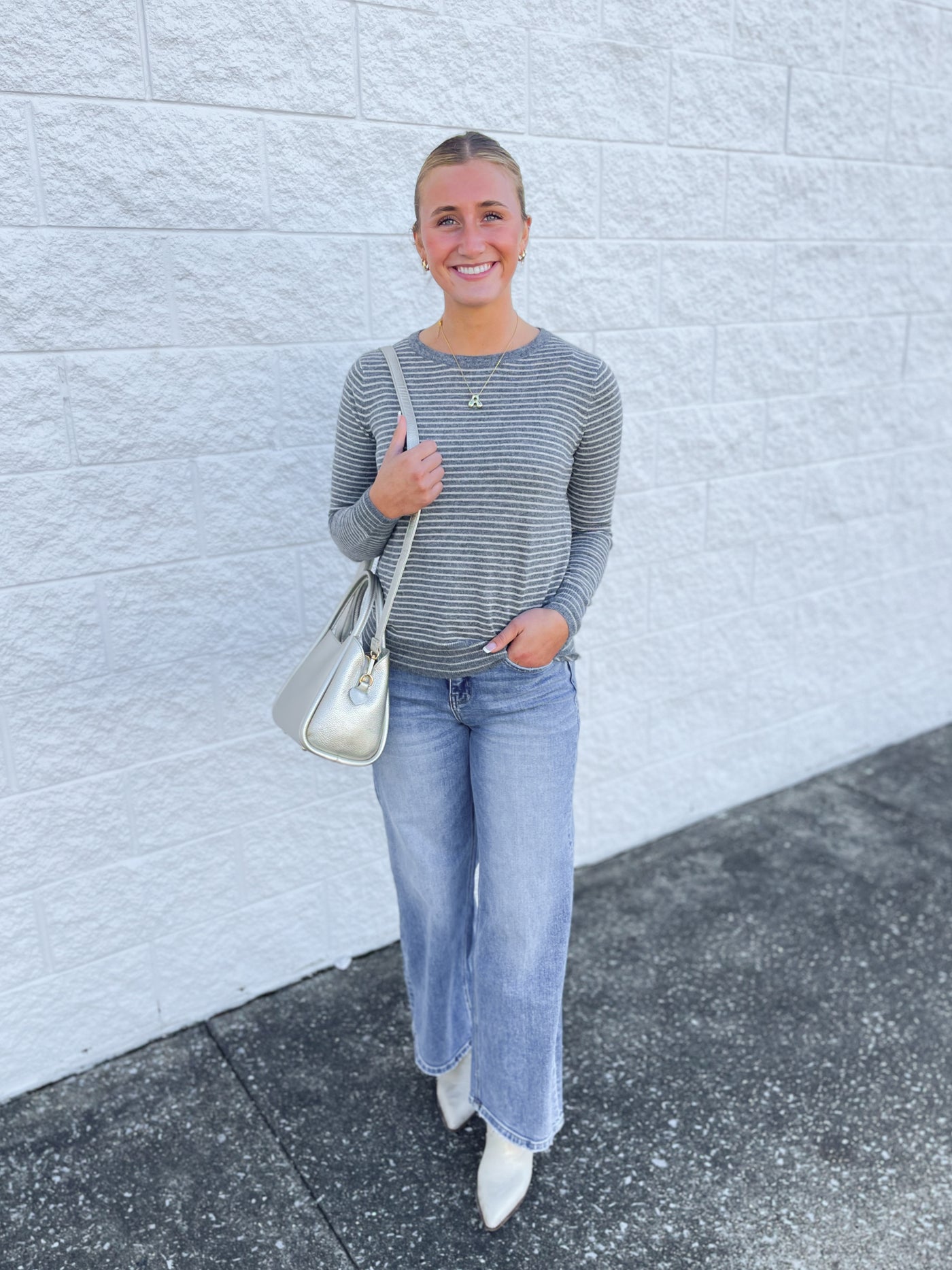 Grey Striped Julia Sweater