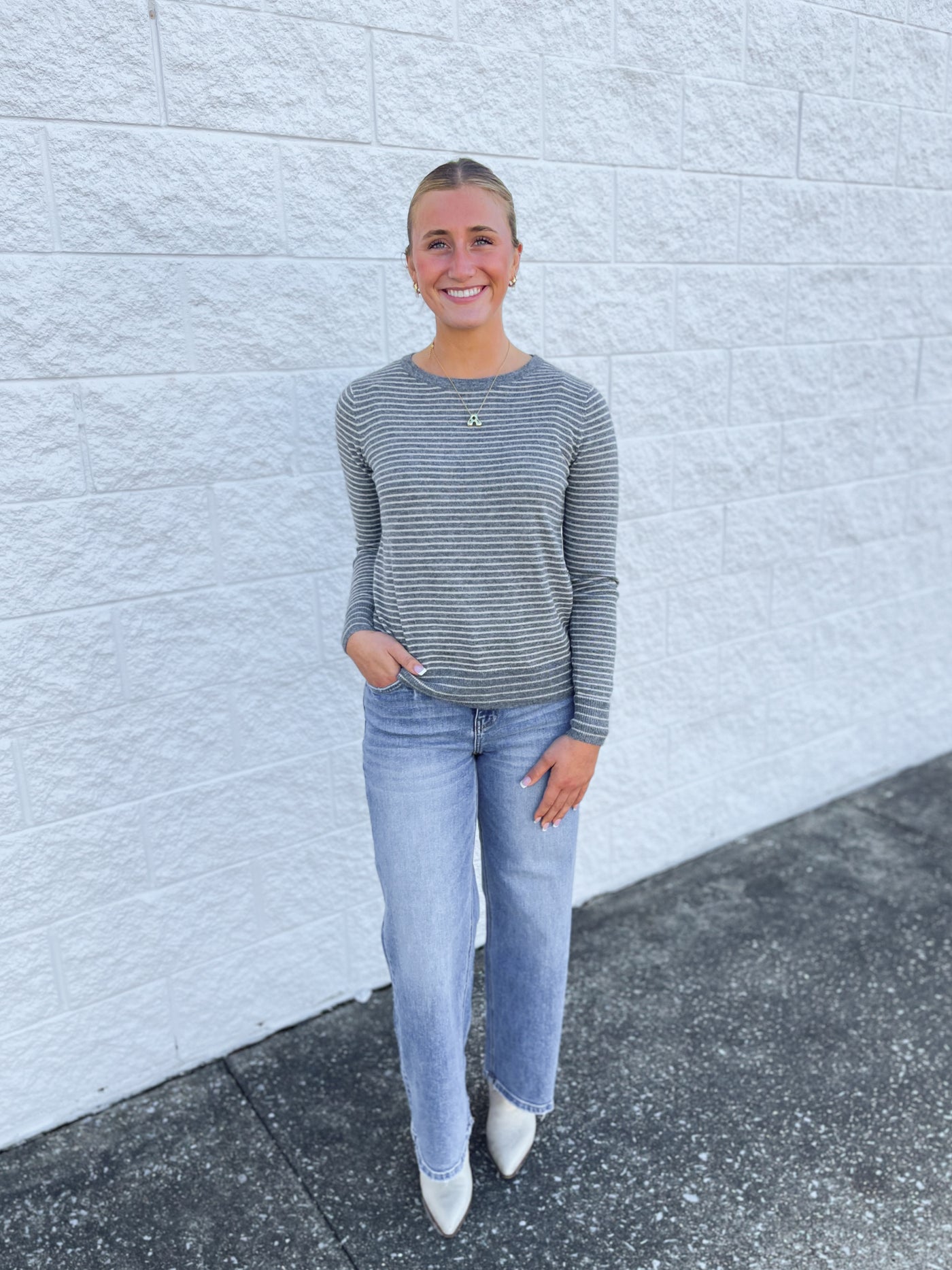Grey Striped Julia Sweater
