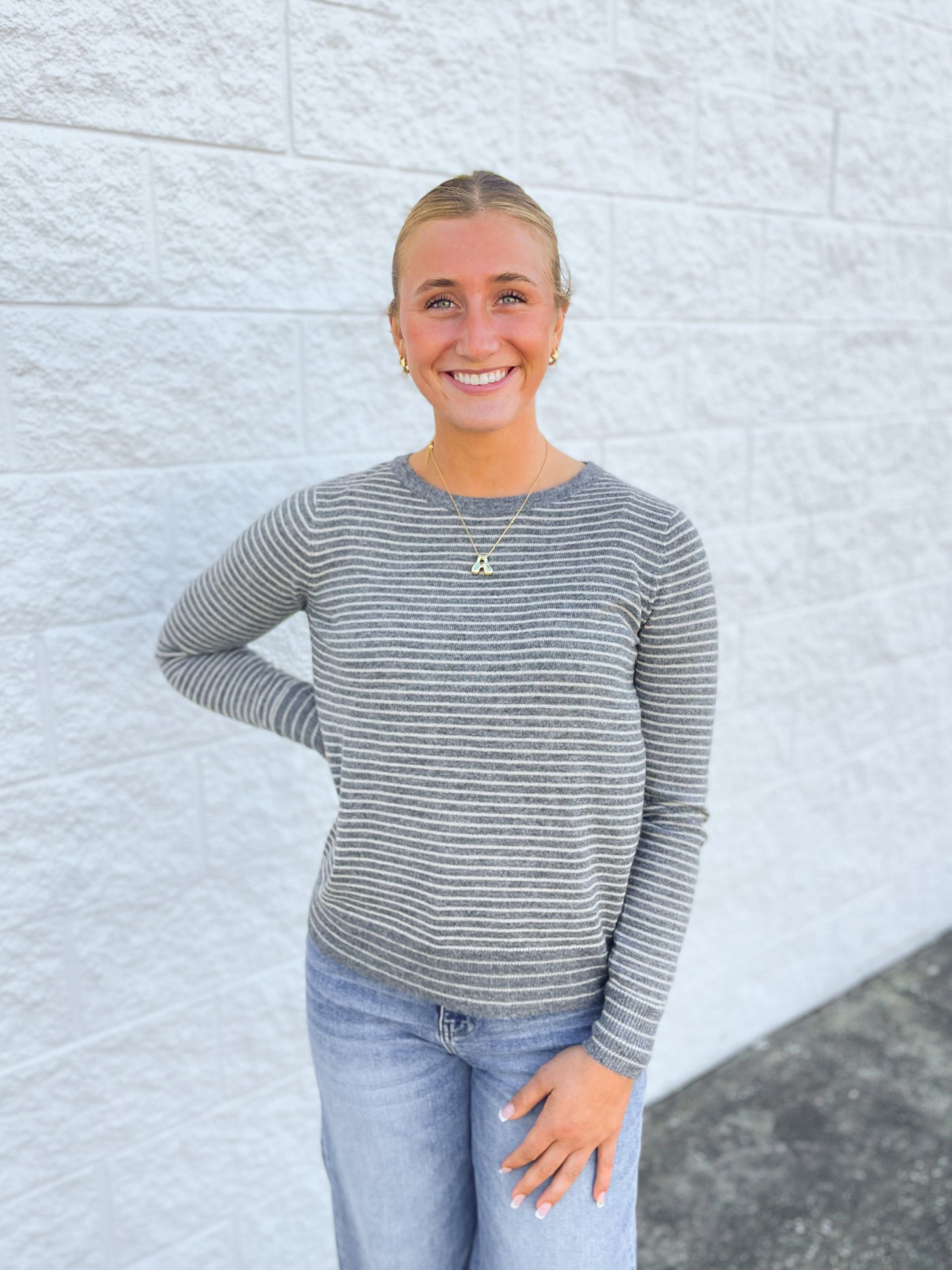 Grey Striped Julia Sweater