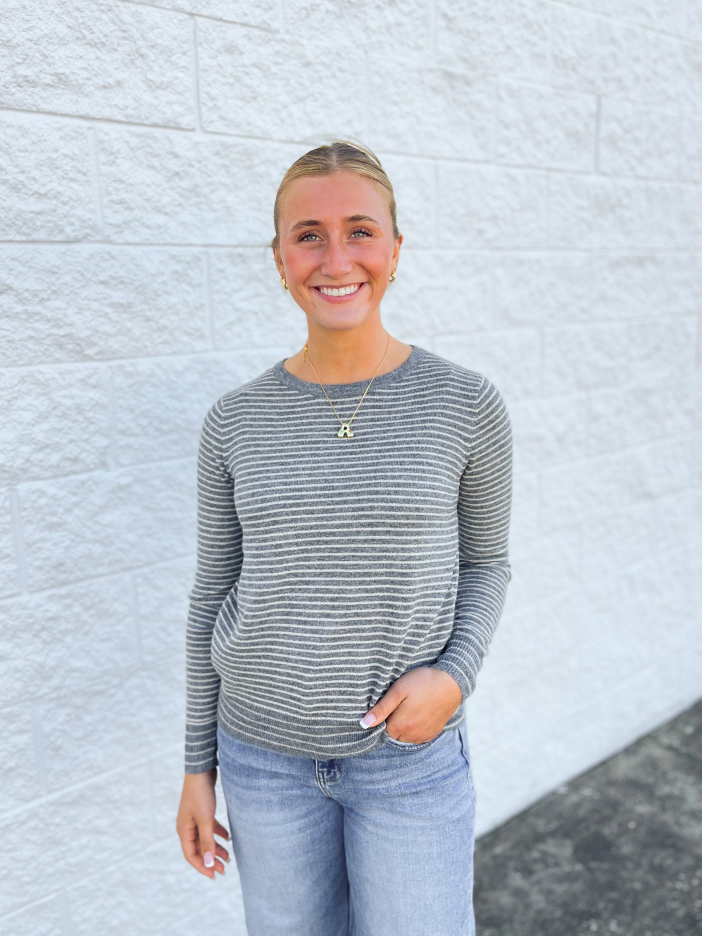 Grey Striped Julia Sweater