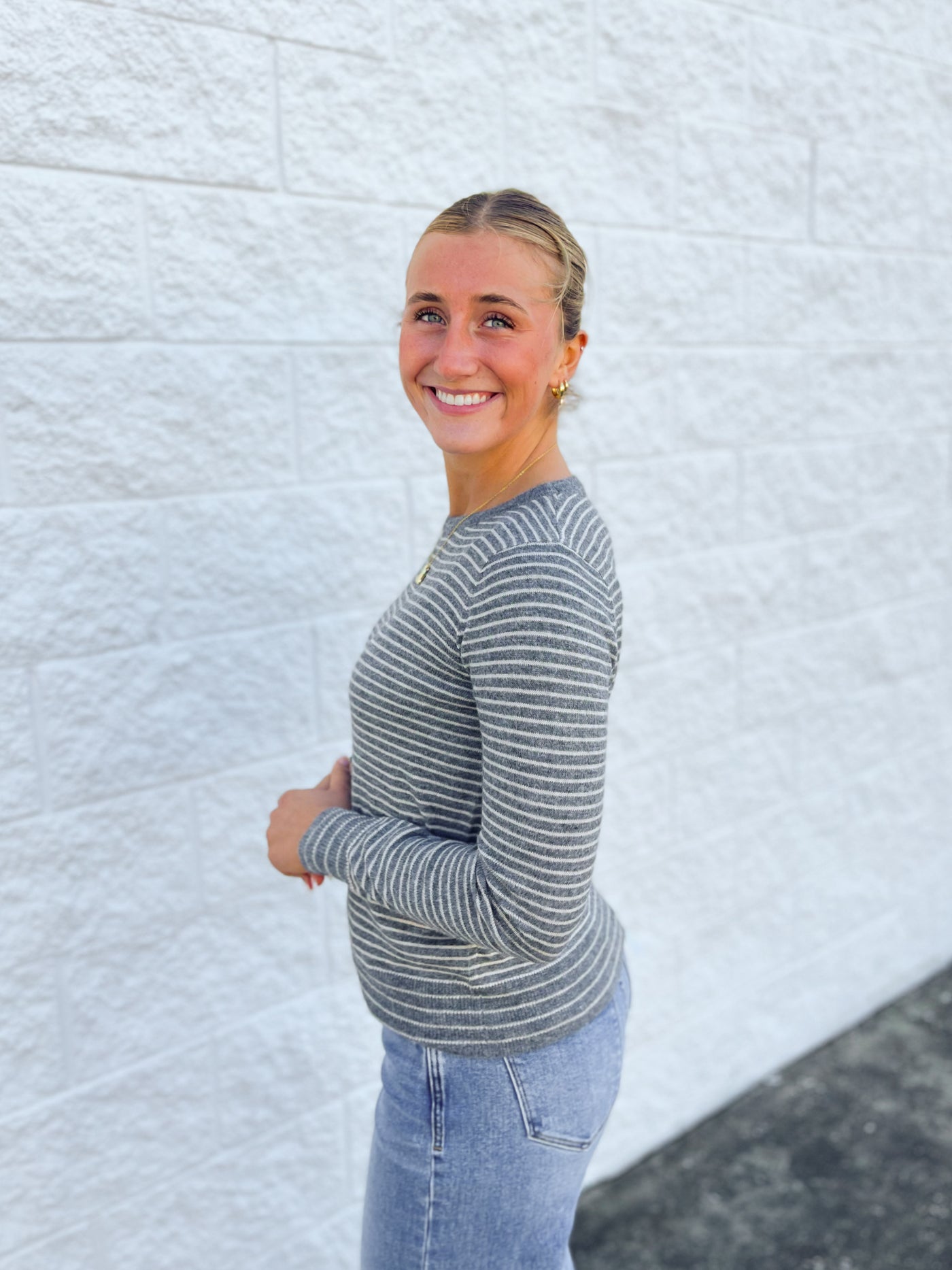 Grey Striped Julia Sweater