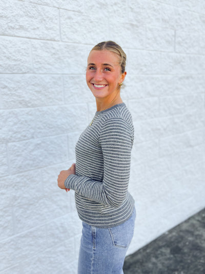 Grey Striped Julia Sweater