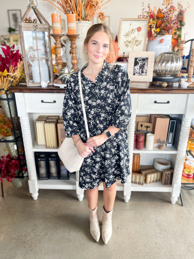 Umgee Black Corduroy Posie Dress