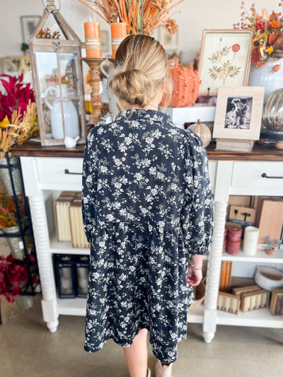Umgee Black Corduroy Posie Dress