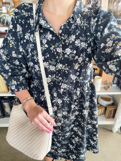 Umgee Black Corduroy Posie Dress