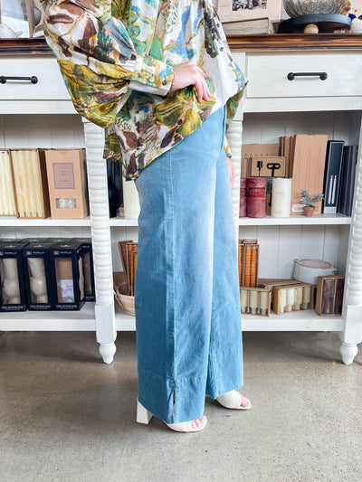 Dusty Blue Stretch Corduroy Pants