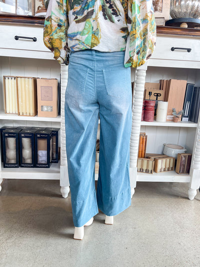Dusty Blue Stretch Corduroy Pants