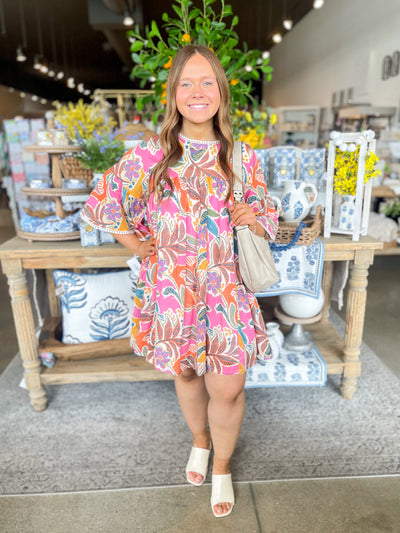 Fate Cream Multi Abbie Swing Dress