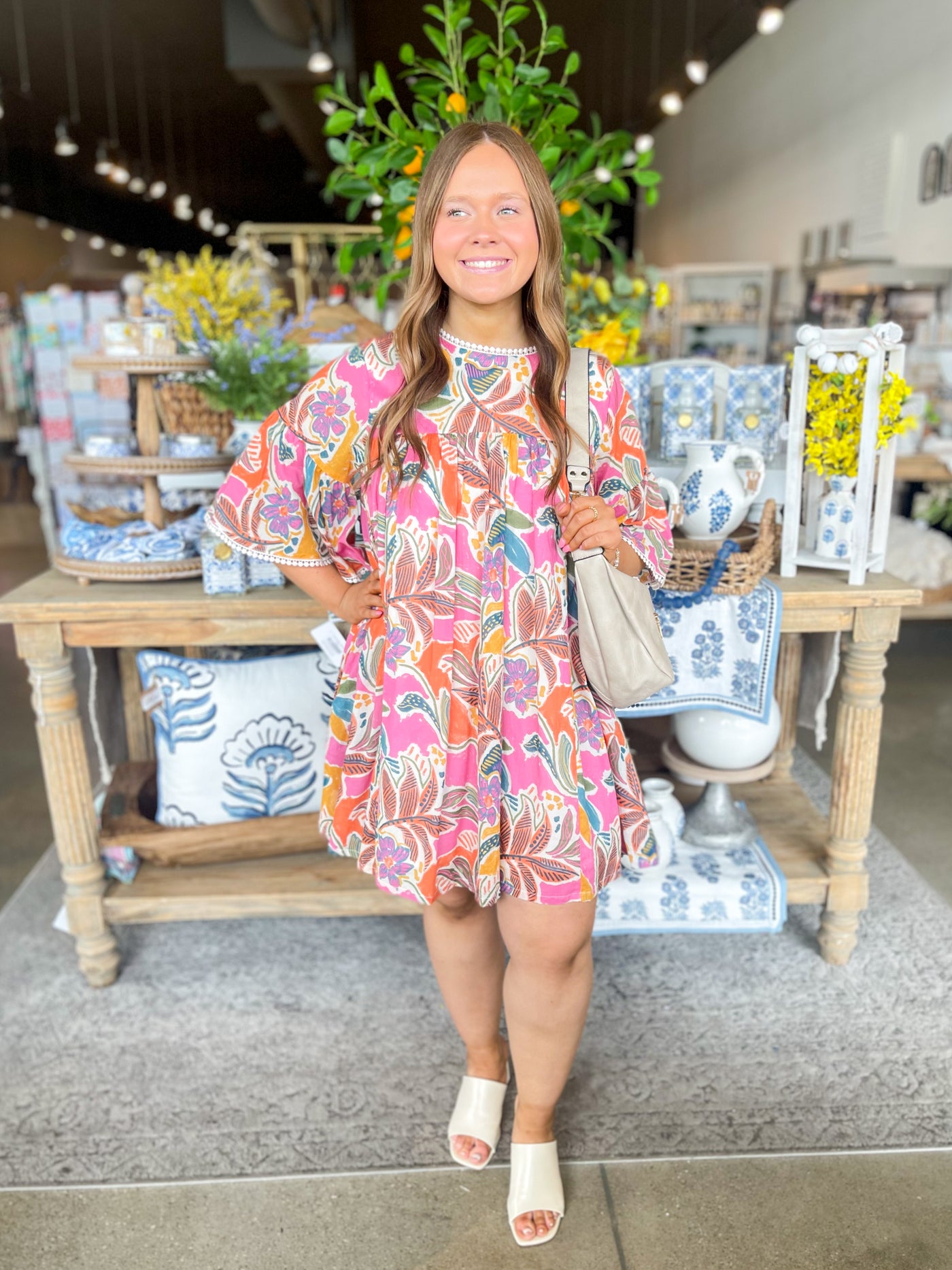 Fate Cream Multi Abbie Swing Dress