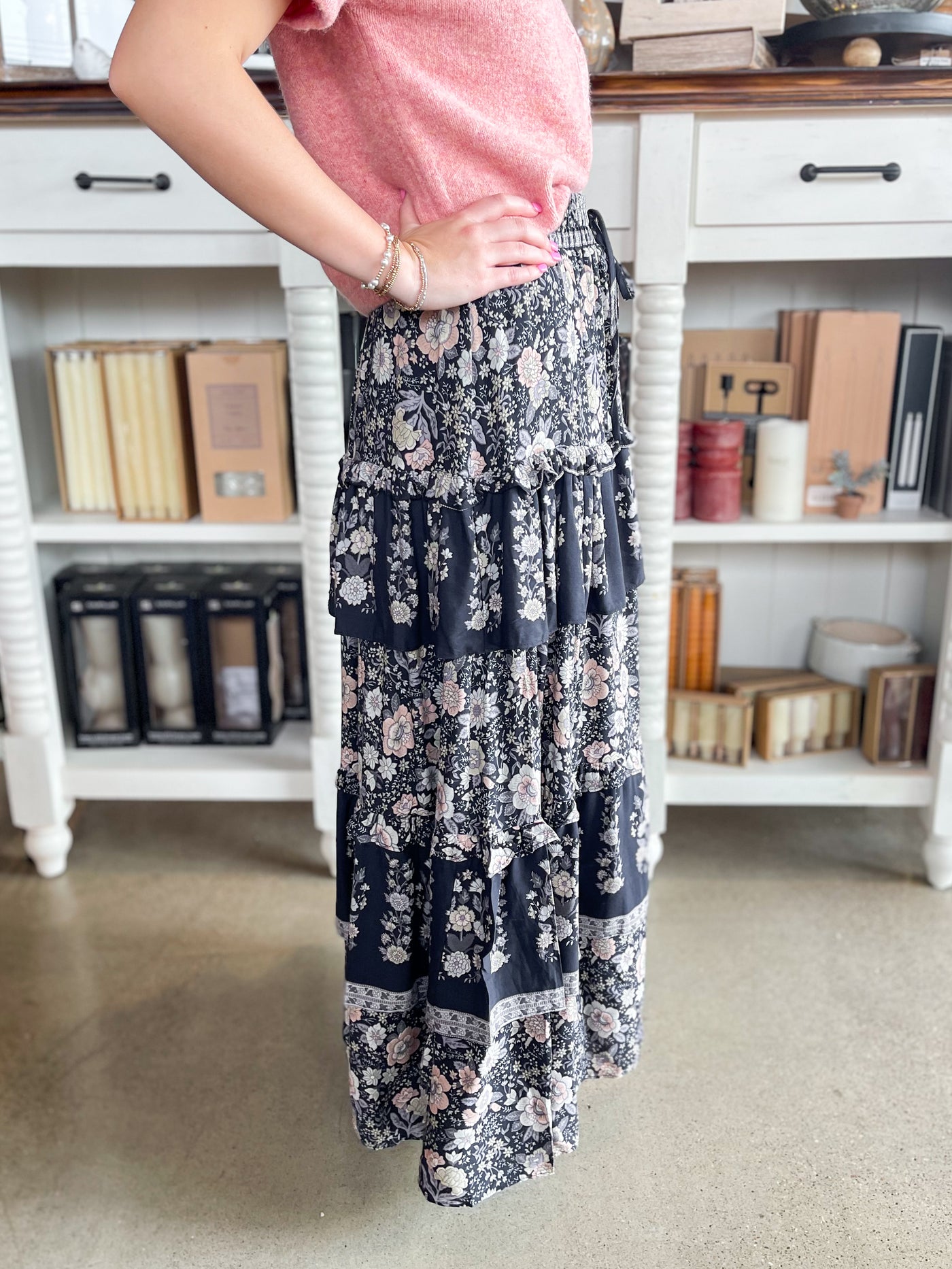 Black Multi Tiered Jade Skirt