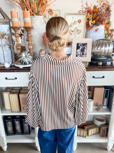 Brown Bubble Sleeve Salem Top