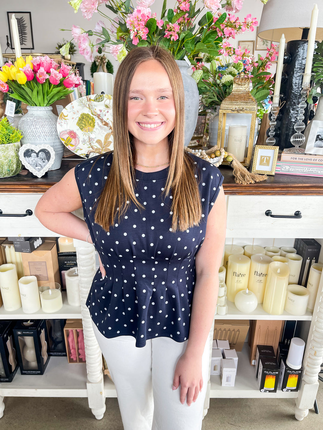 Entro Dory Navy Polka Dot Top – Kenzie Parker
