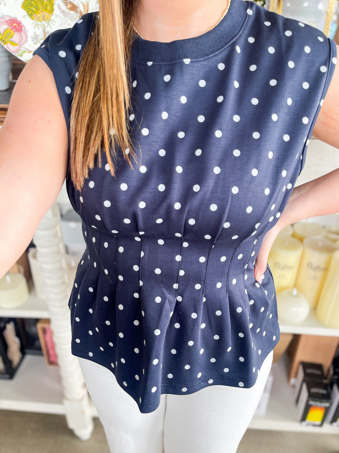 Entro Dory Navy Polka Dot Top – Kenzie Parker