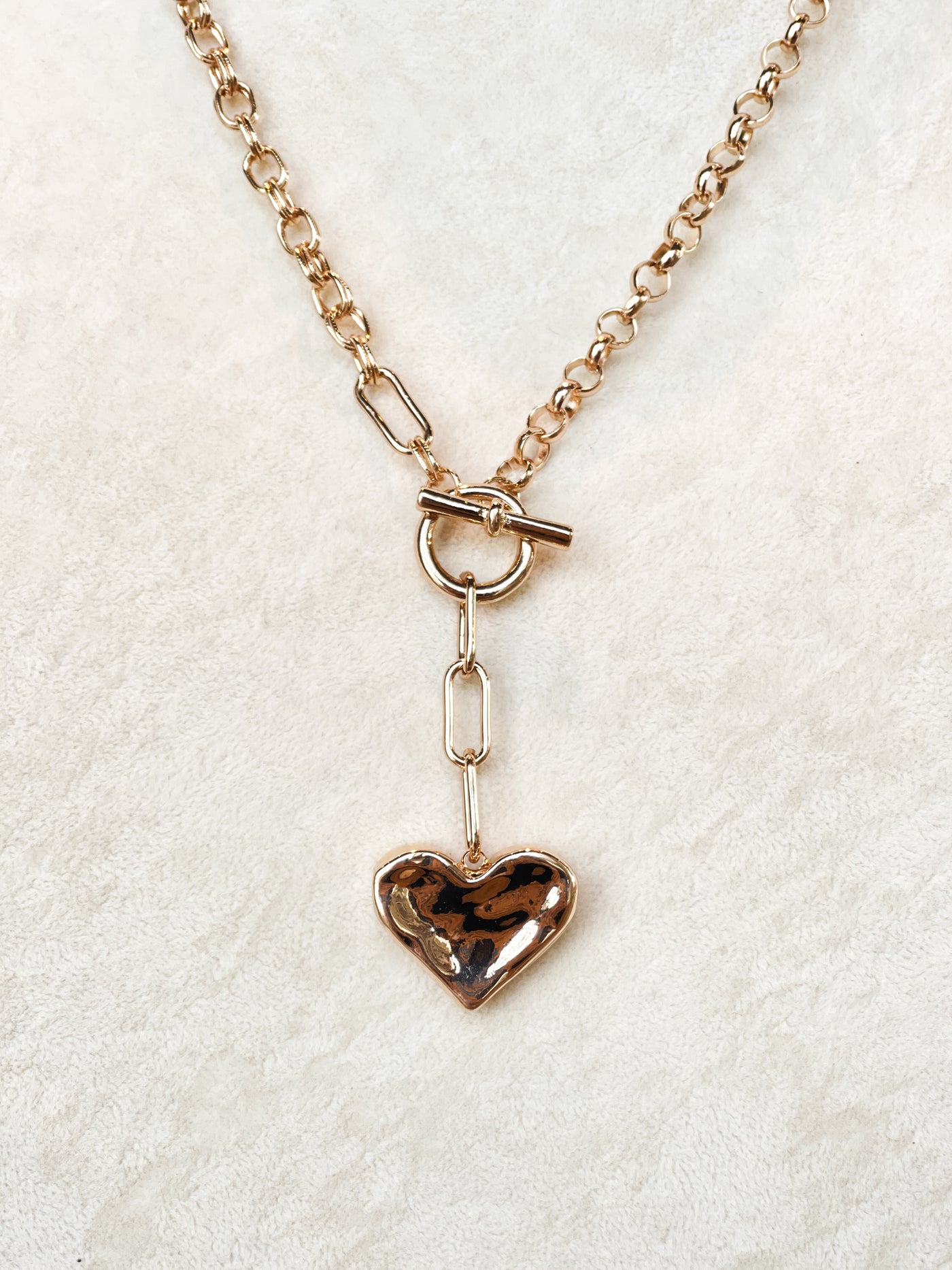 Truett Hammered Heart Y Necklace