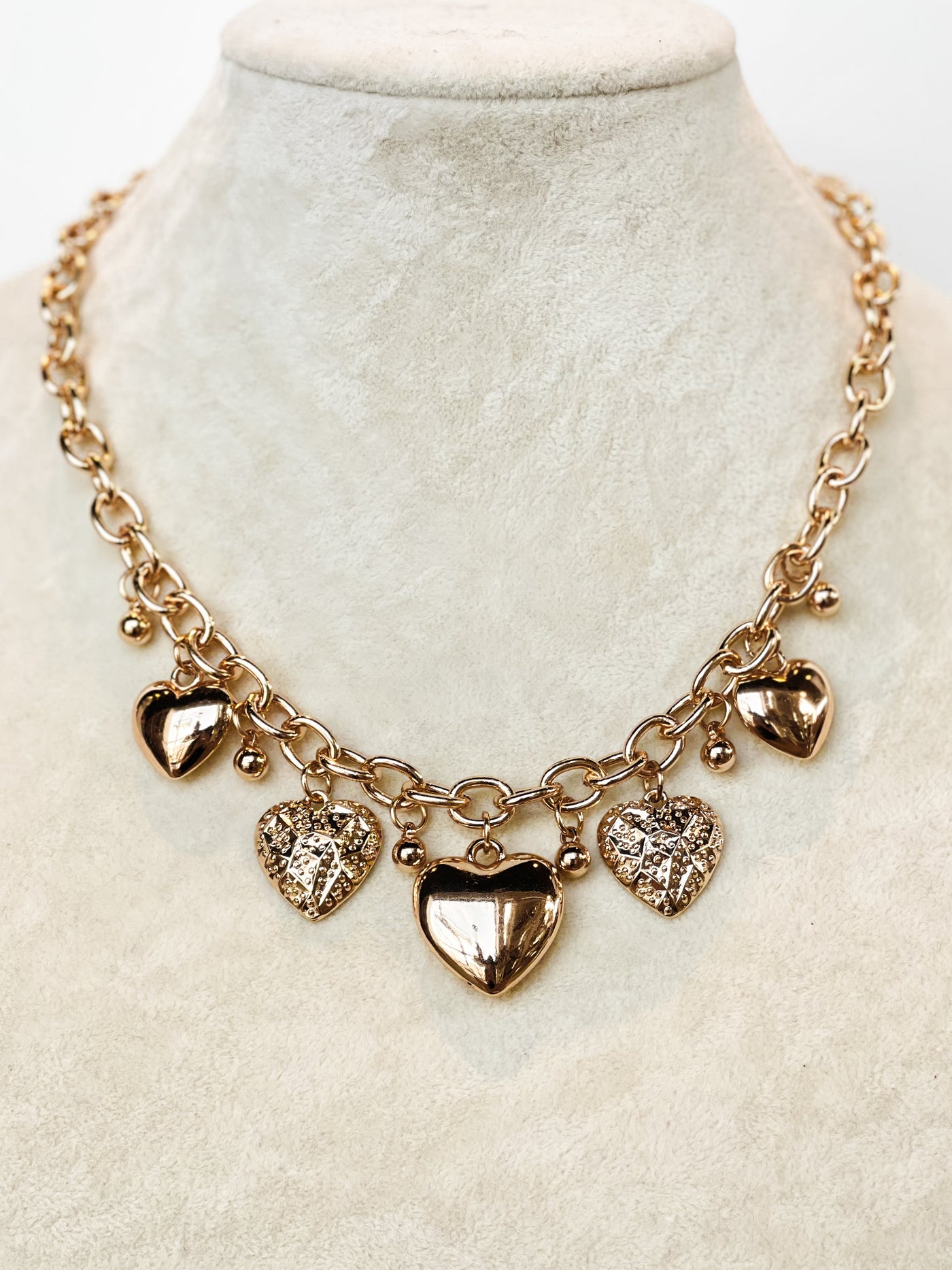 Bold Heart Multi Charm Necklace Set