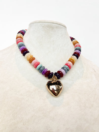 Soren Beaded Puffy Heart Necklace