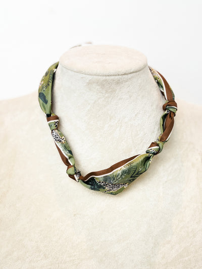 trendy stylish leopard scarf necklace with knots