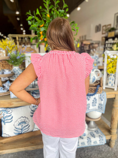 Red/White Gingham Celia Top