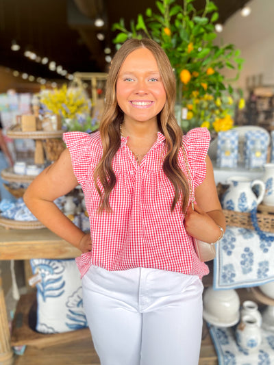 Red/White Gingham Celia Top