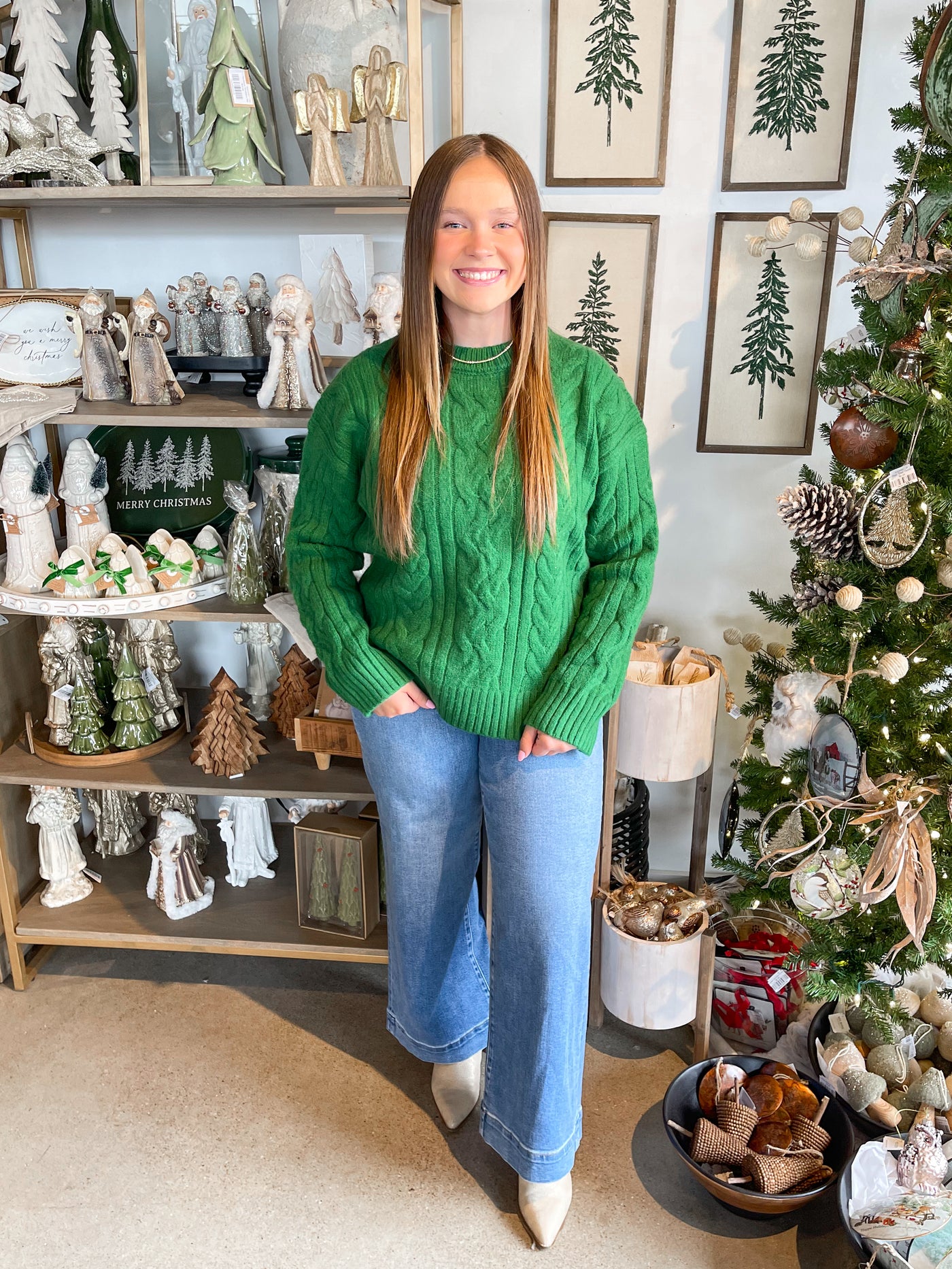 Pinch Green Cable Knit Sweater