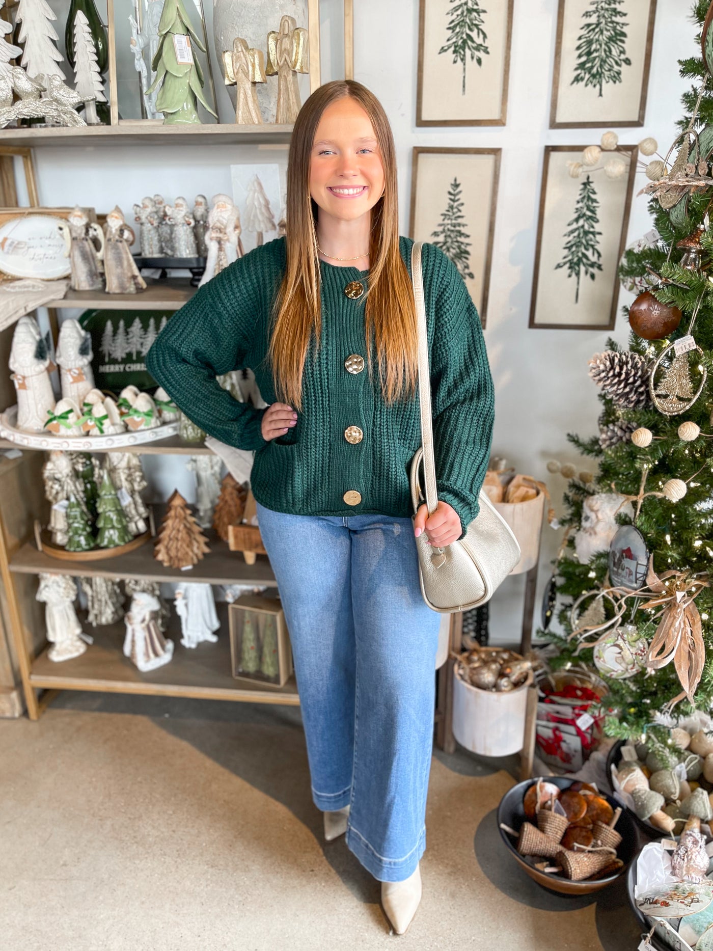 Jodifl Hunter Green Cardigan