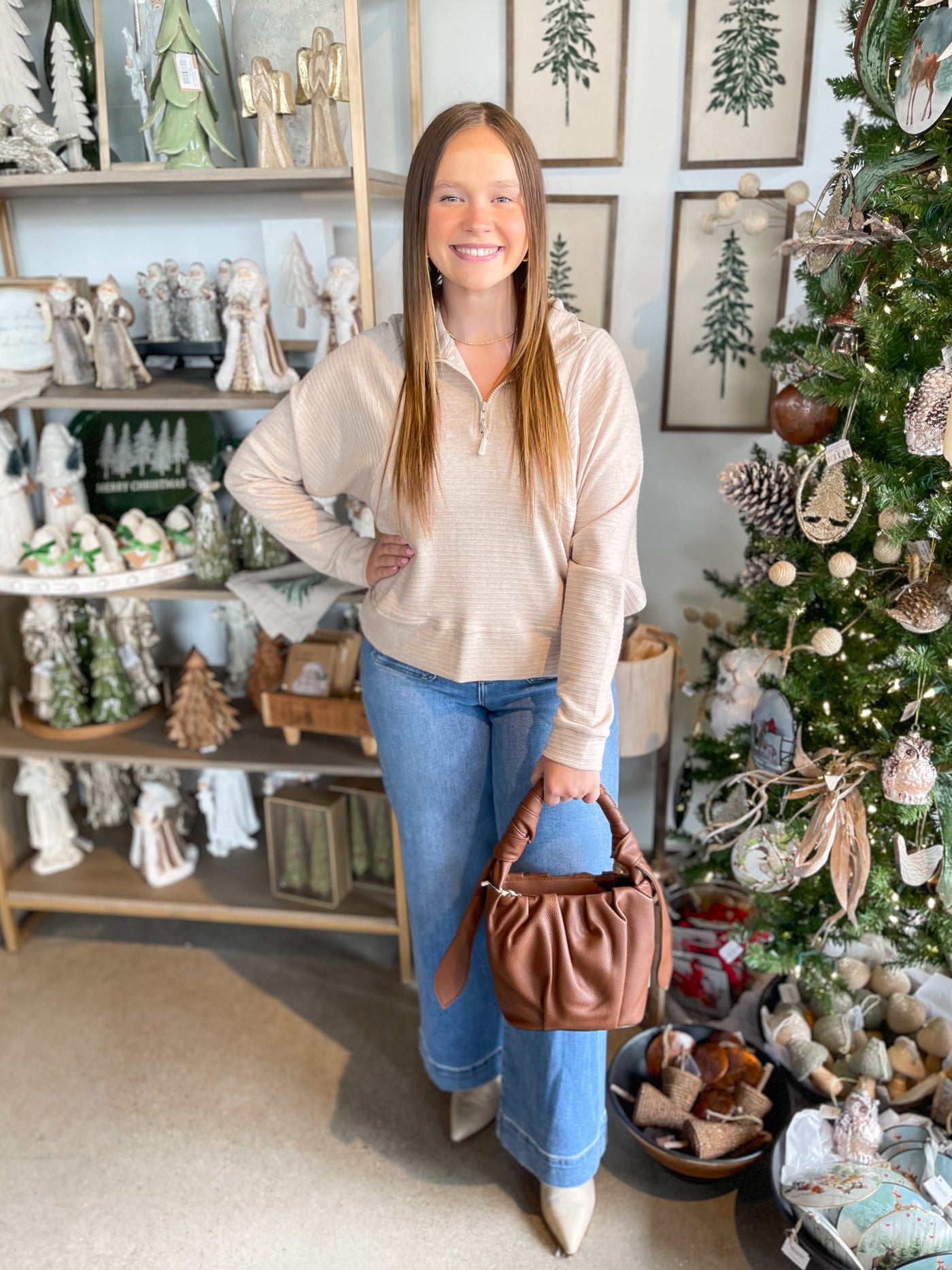 Oatmeal Textured Zip Sweat Shirt