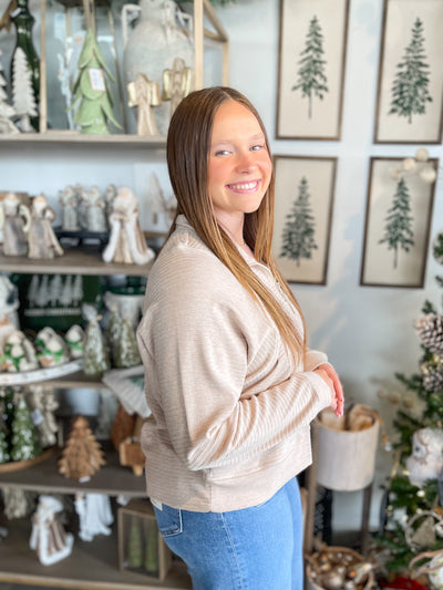 Oatmeal Textured Zip Sweat Shirt