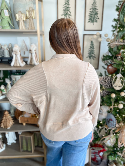 Oatmeal Textured Zip Sweat Shirt