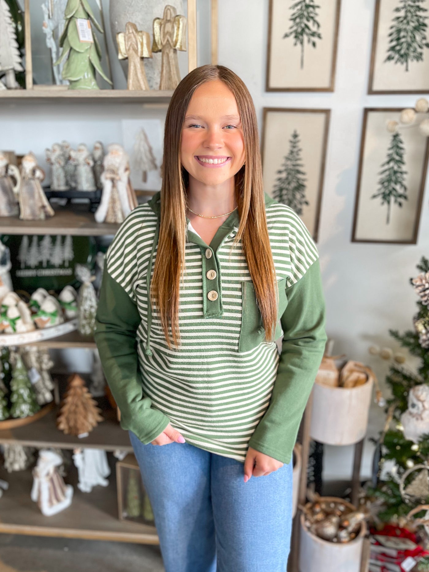 Olive Shannon Top w/ Hoodie