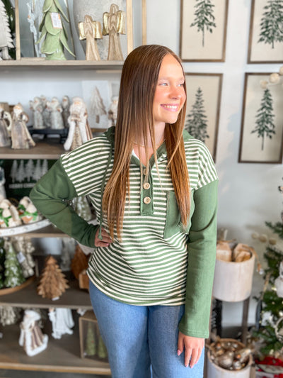 Olive Shannon Top w/ Hoodie
