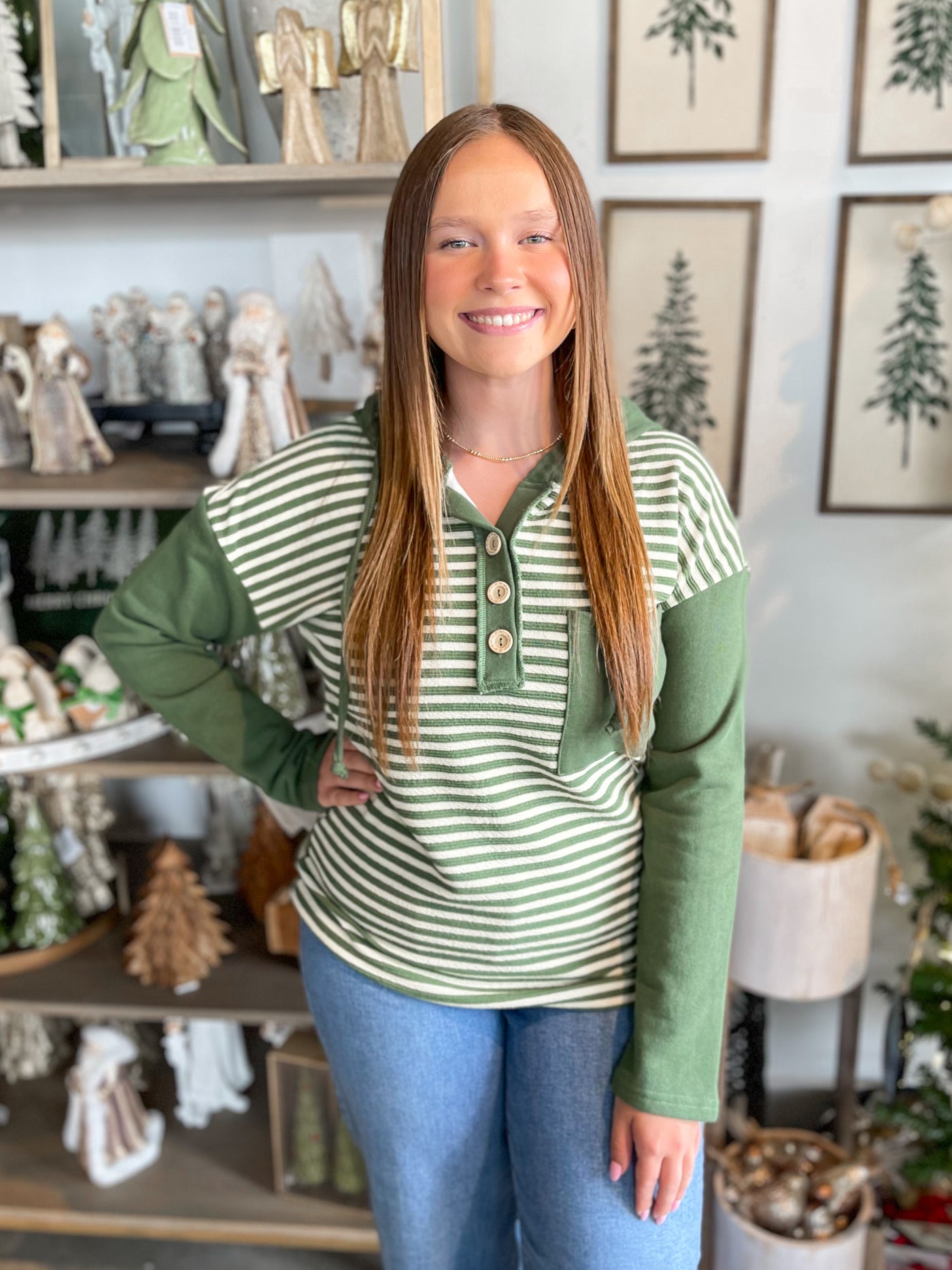 Olive Shannon Top w/ Hoodie