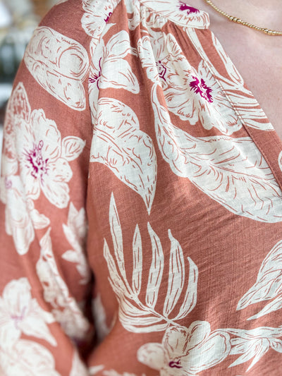 Caramel Smocked Sleeve Ashley Top