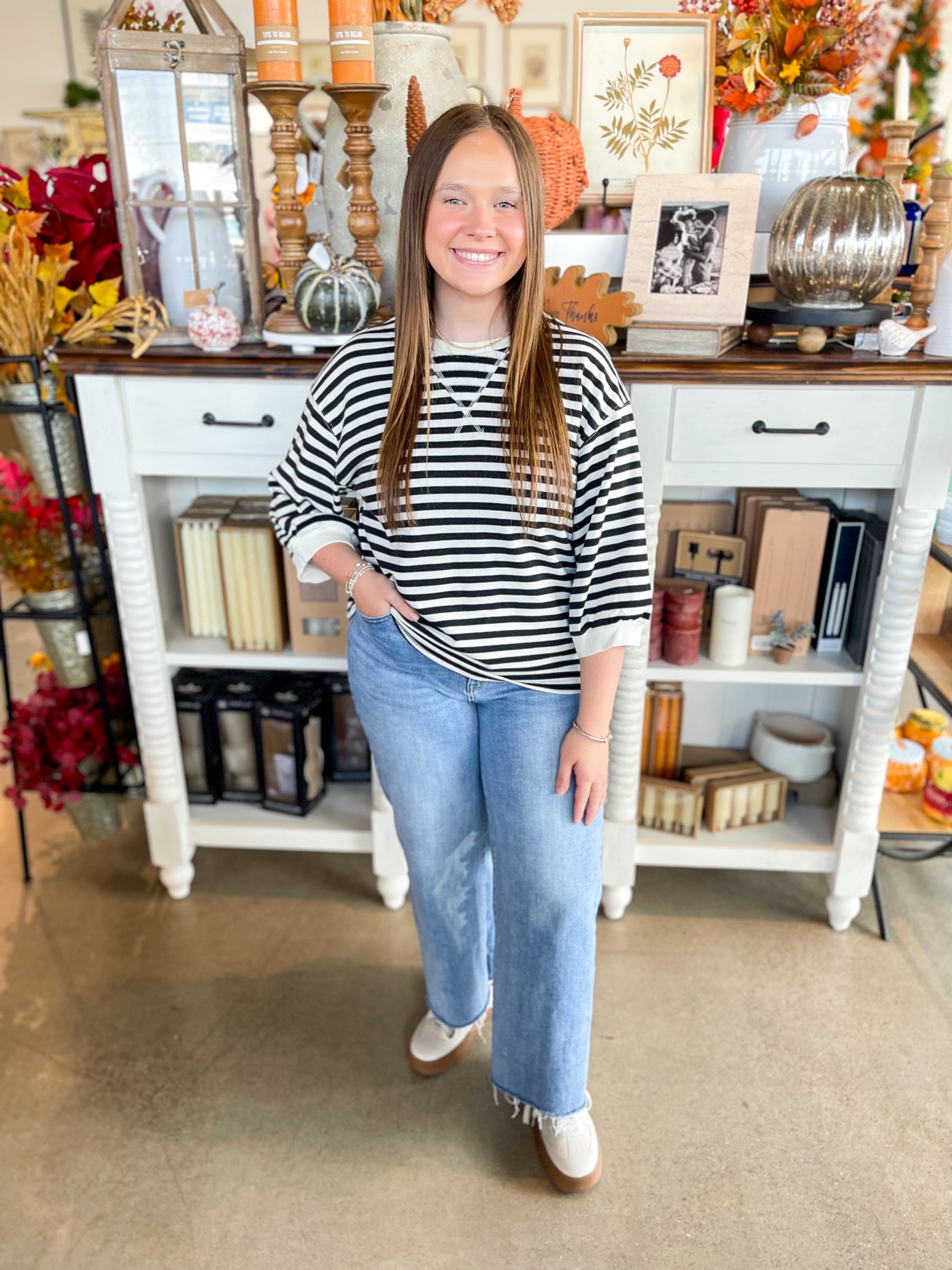 Jodifl Black Stripe Marilyn Top