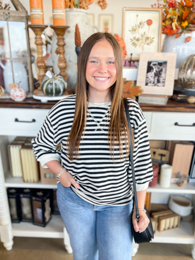 Jodifl Black Stripe Marilyn Top