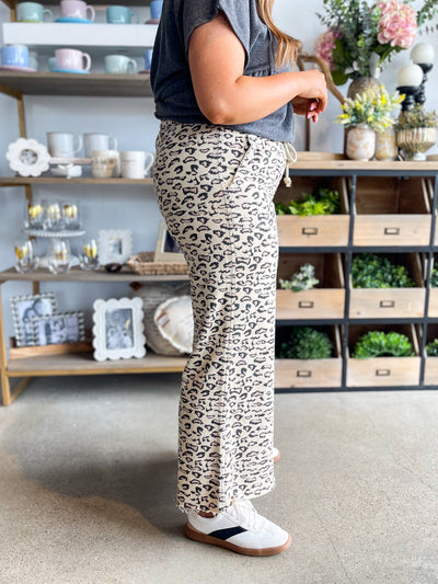 Easel Mocha Mineral Wash Print Pants