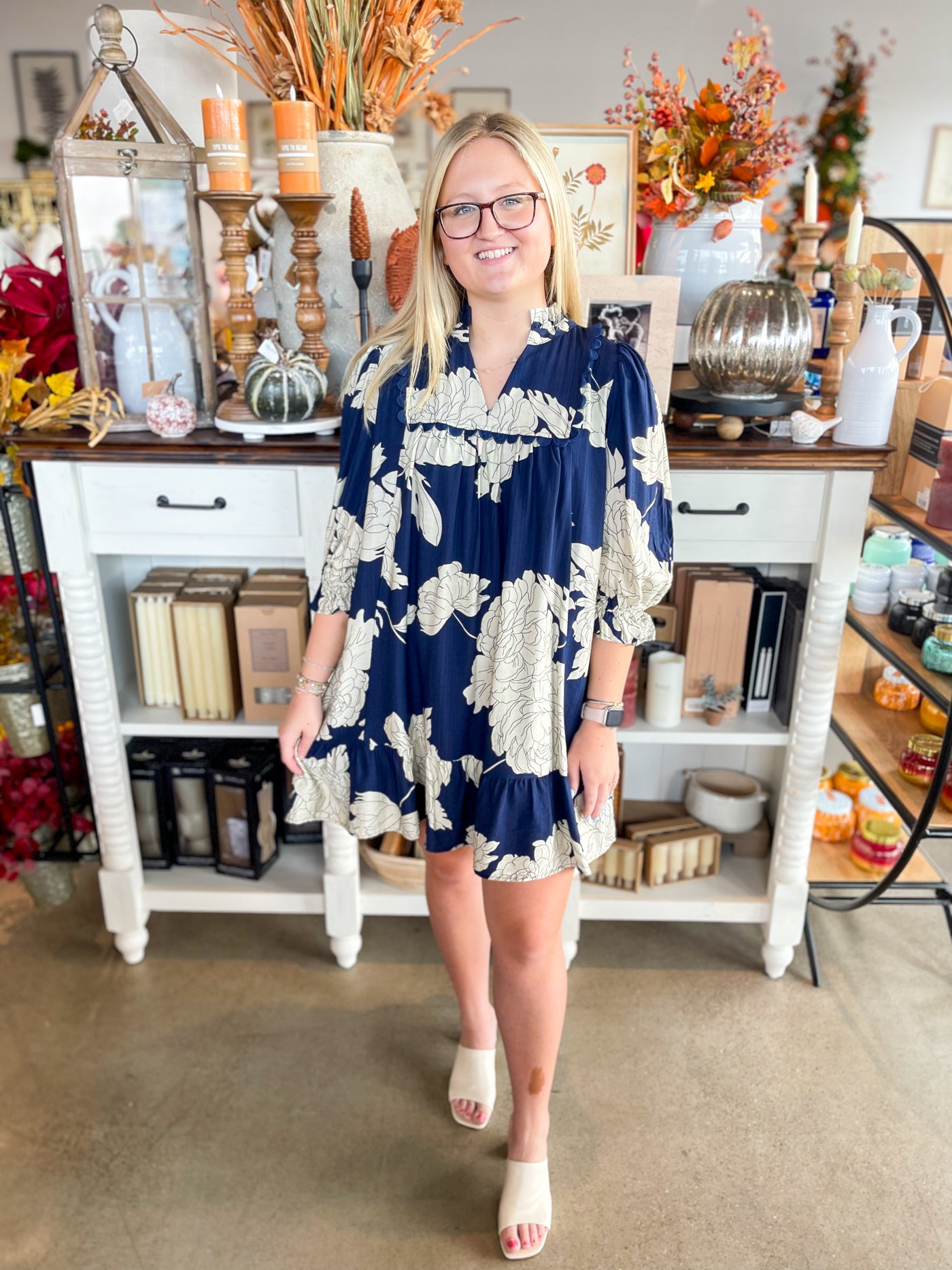 Umgee Navy Priscilla Dress