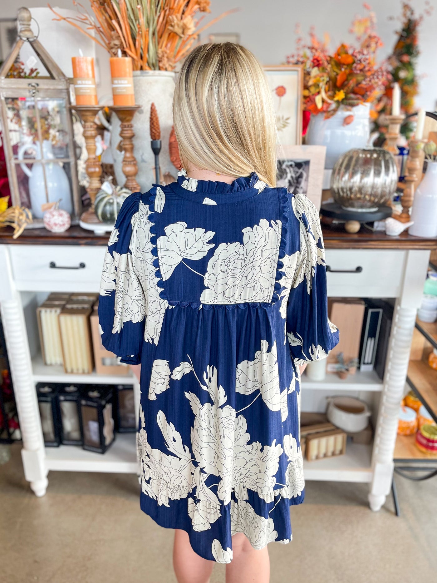 Umgee Navy Priscilla Dress