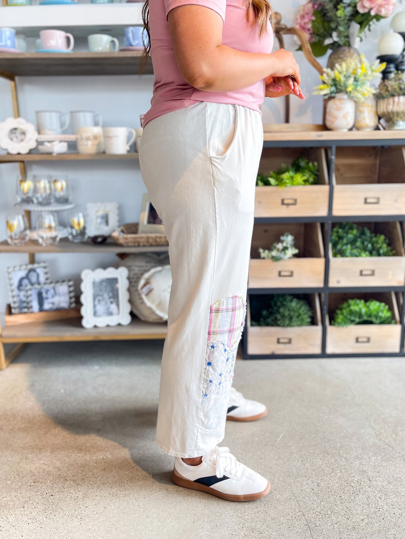 Natural Mineral Wash Flower Patch Pant