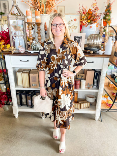 Umgee Camel Mix Tatum Midi Dress