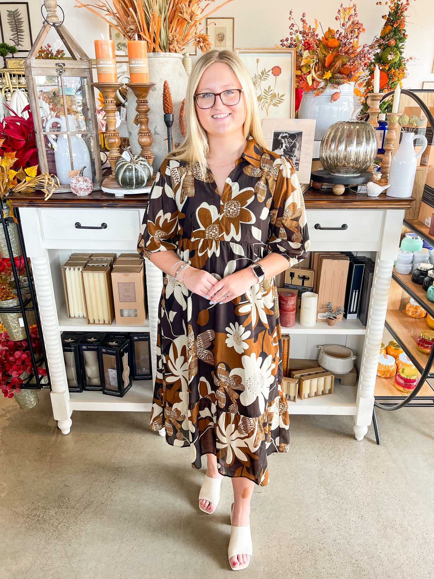Umgee Camel Mix Tatum Midi Dress