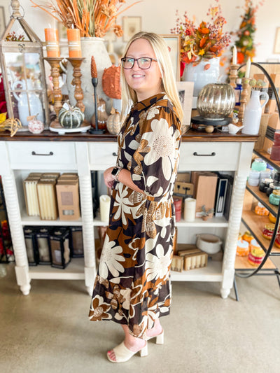 Umgee Camel Mix Tatum Midi Dress